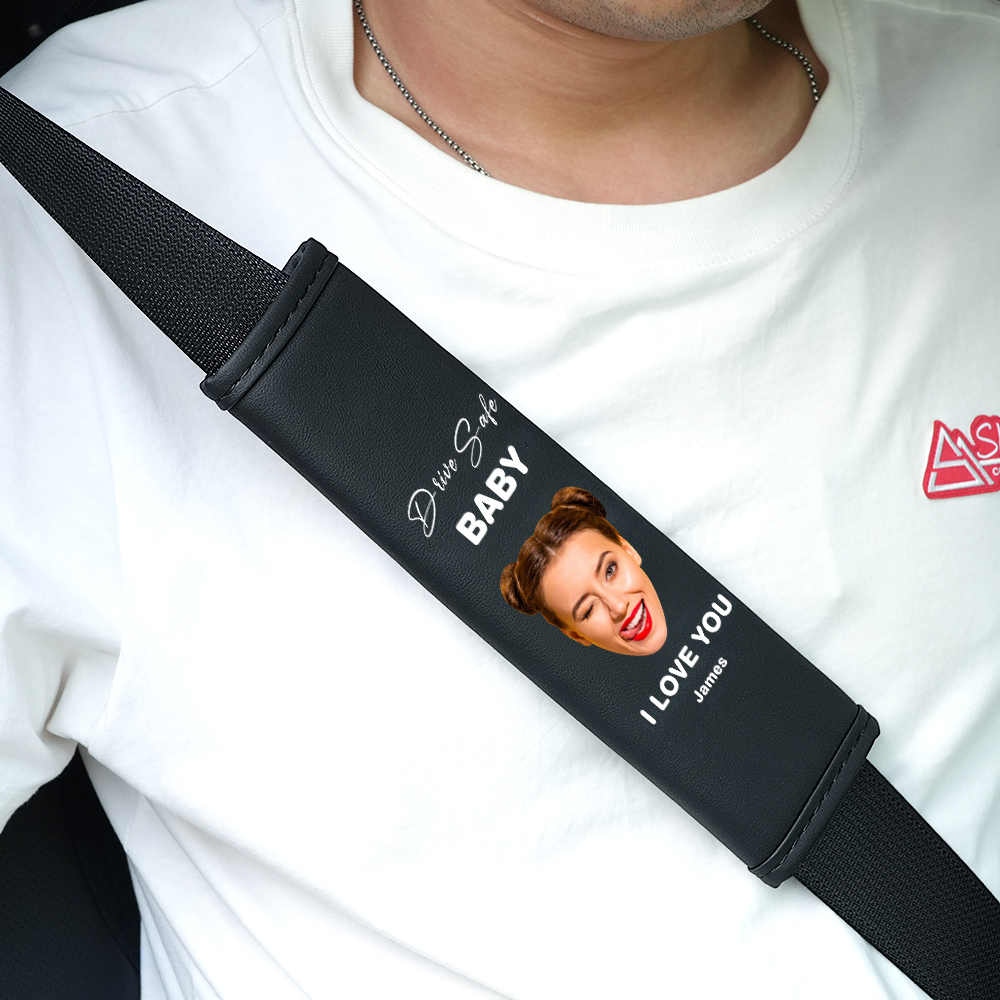 Drive Safe Gift For Dad Custom Seat Belt Shoulder Pads Personalized Fathers Day Gift For Dad - MyPhotoBoxer