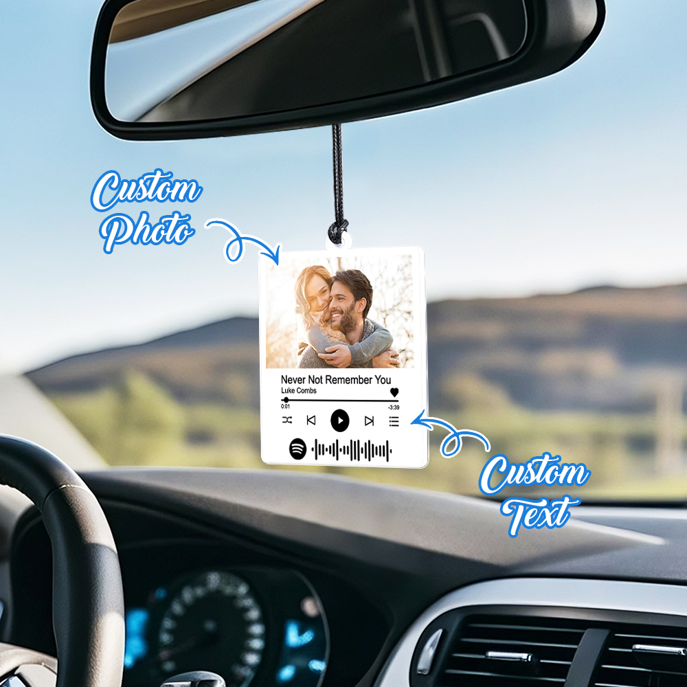 Custom Photo & Spotify Music Acrylic Car Ornament - Personalized Memorial Gift for Friends, Couples, Dad