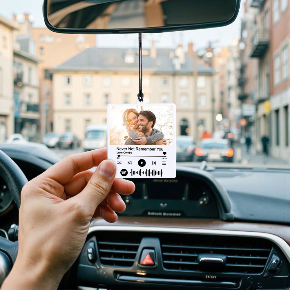 Custom Photo & Spotify Music Acrylic Car Ornament - Personalized Memorial Gift for Friends, Couples, Dad