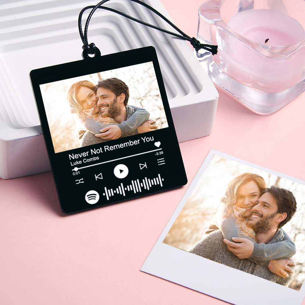 Custom Photo & Spotify Music Acrylic Car Ornament - Personalized Memorial Gift for Friends, Couples, Dad