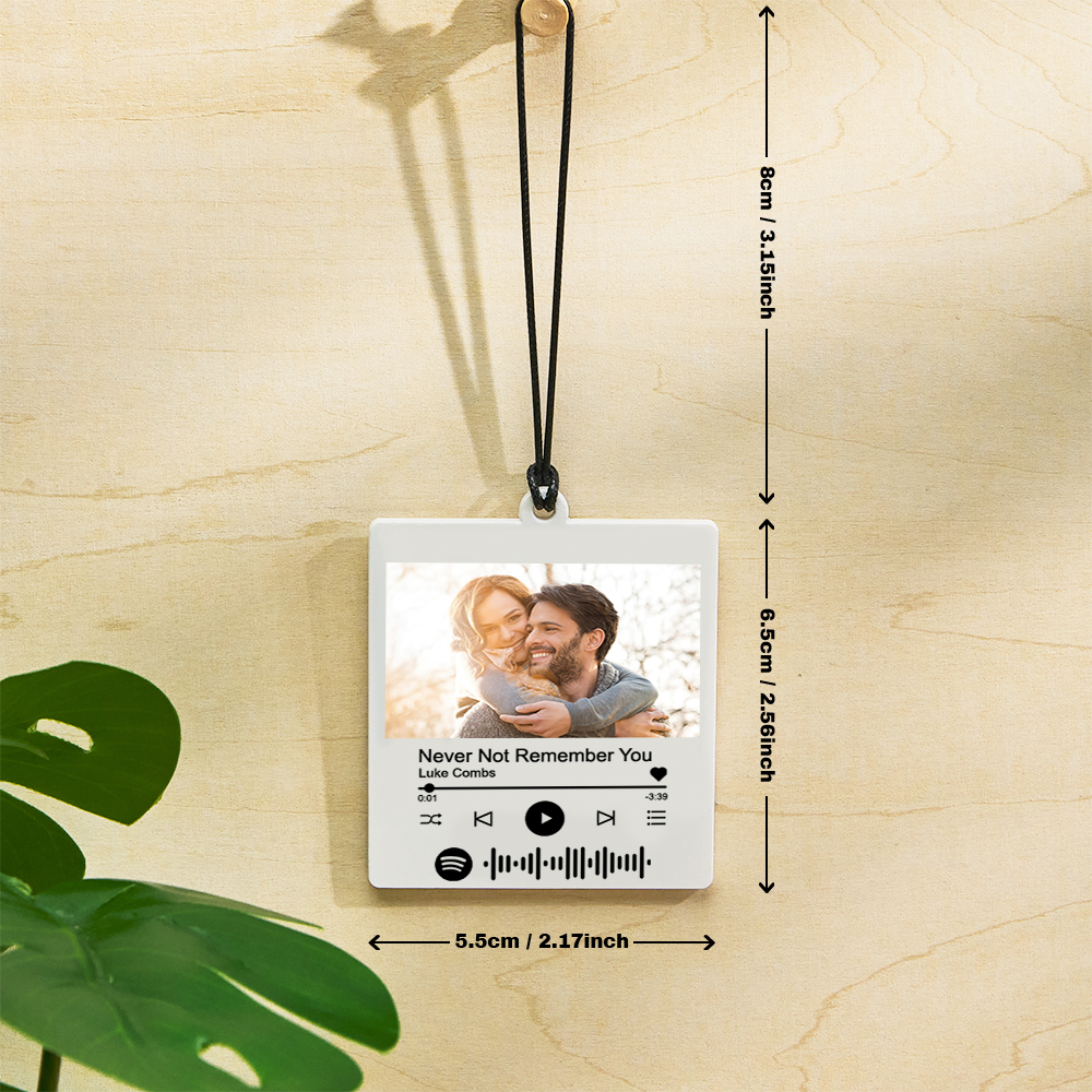 Custom Photo & Spotify Music Acrylic Car Ornament - Personalized Memorial Gift for Friends, Couples, Dad