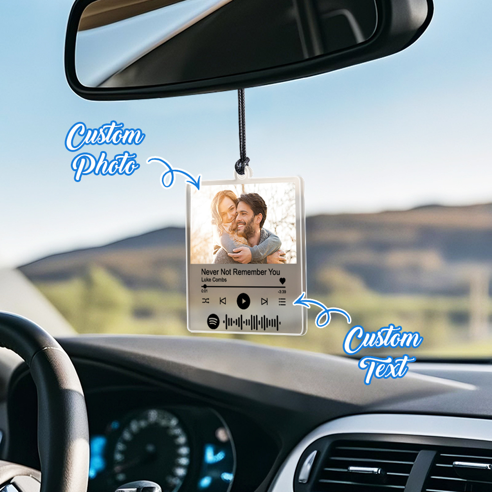Custom Photo & Spotify Music Acrylic Car Ornament - Personalized Memorial Gift for Friends, Couples, Dad