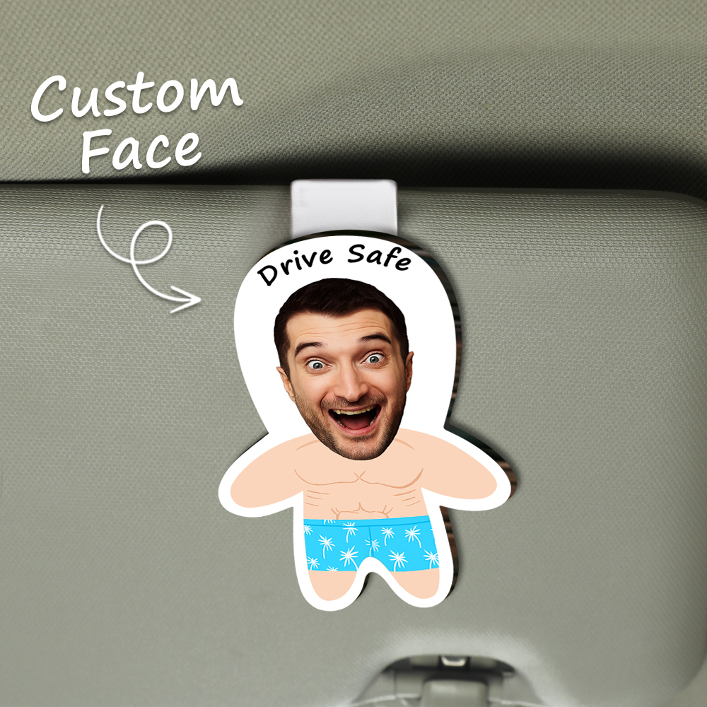 Custom Photo Car Visor Clip Husband Meme Gifts Valentines Day Gifts for Him Personalized Car Visor Clip-Drive Safe - CustWit