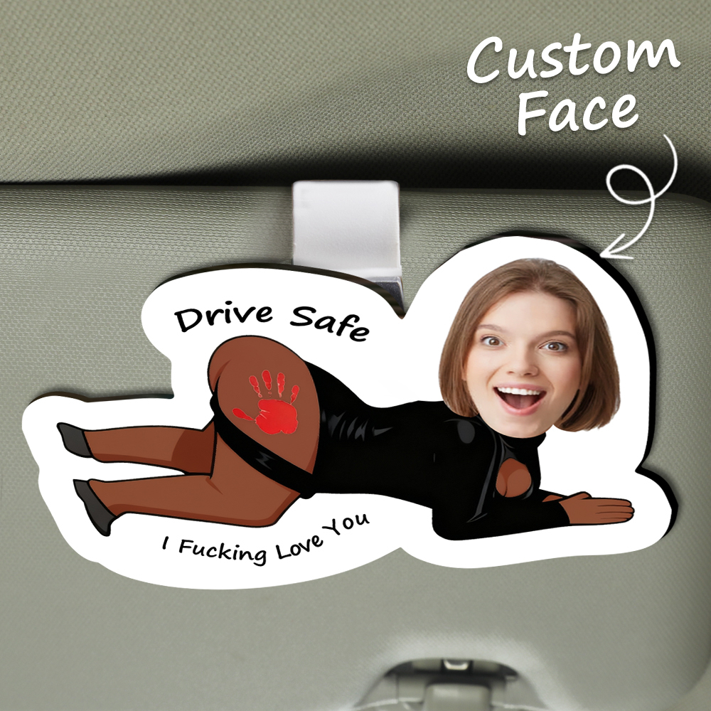 Custom Photo Car Visor Clip Husband Meme Gifts Valentines Day Gifts for Him Personalized Car Visor Clip-Drive Safe - CustWit