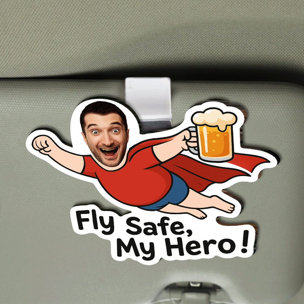 Custom Photo Car Visor Clip Husband Meme Gifts Valentines Day Gifts for Him Personalized Car Visor Clip-Drive Safe - CustWit