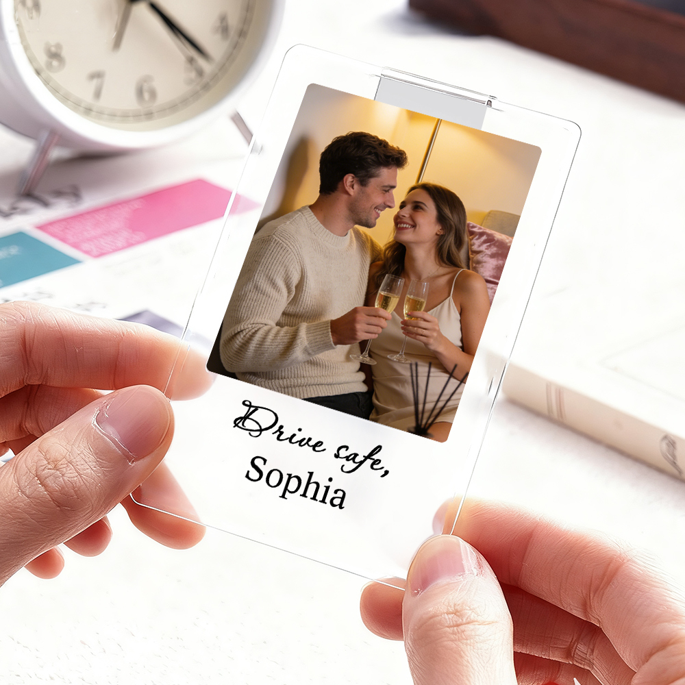 Personalized Photo Car Visor Clip Valetine's Gift For Couple Drive Safe Photo Clip