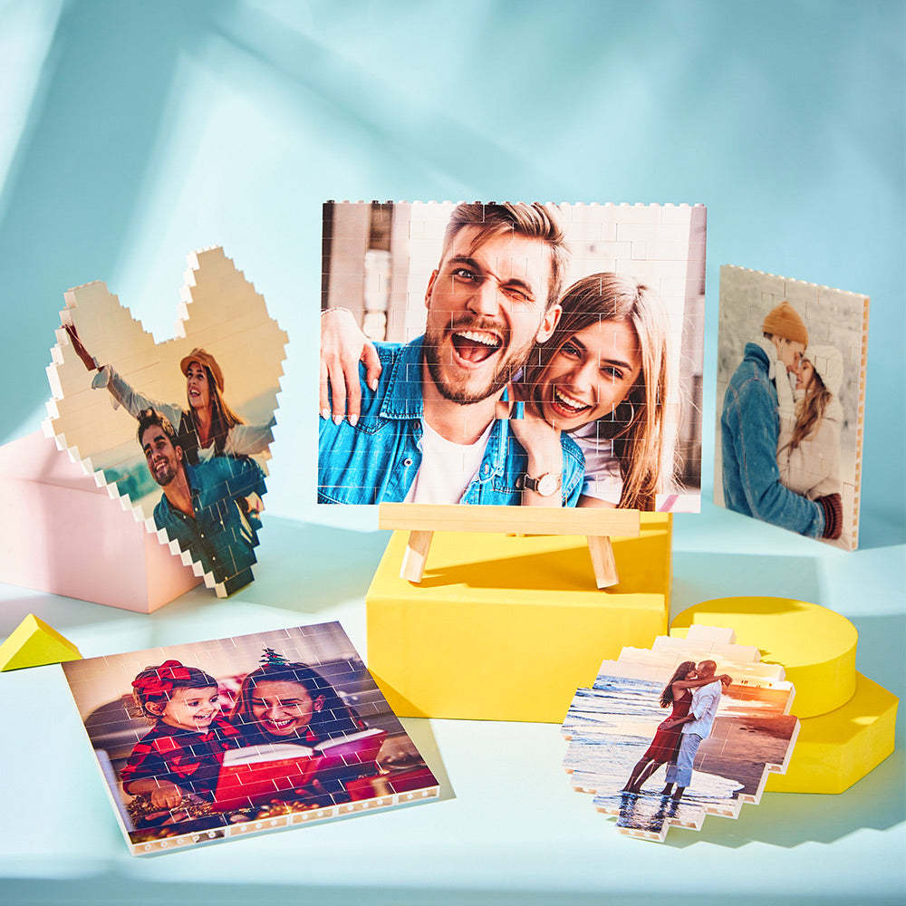 Custom Photo Building Brick Personalized Music Code Block Heart Shaped Photo Block Gifts for Her - CustWit