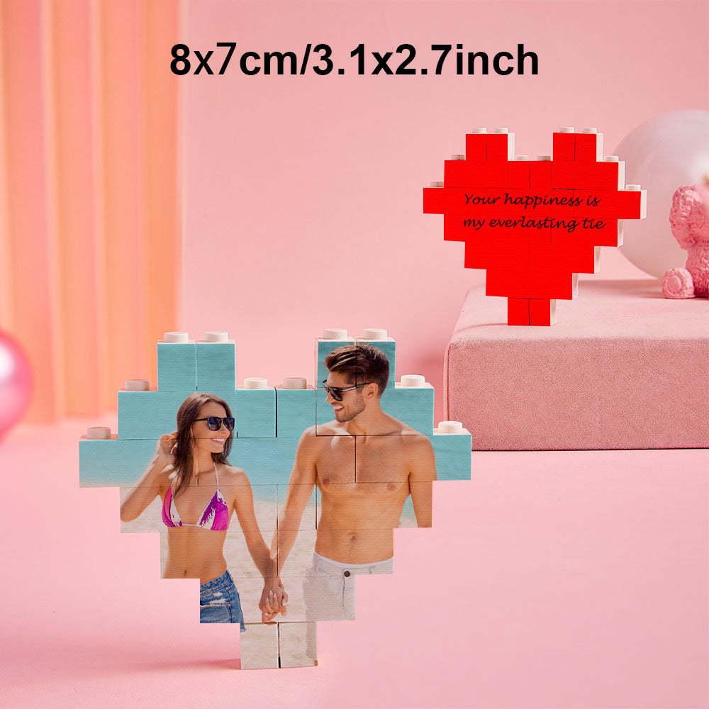 Custom Photo Building Brick Personalized Music Code Block Heart Shaped Photo Block Gifts for Her - CustWit