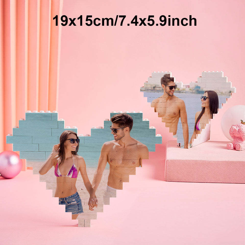 Custom Photo Building Brick Personalized Music Code Block Heart Shaped Photo Block Gifts for Her - CustWit