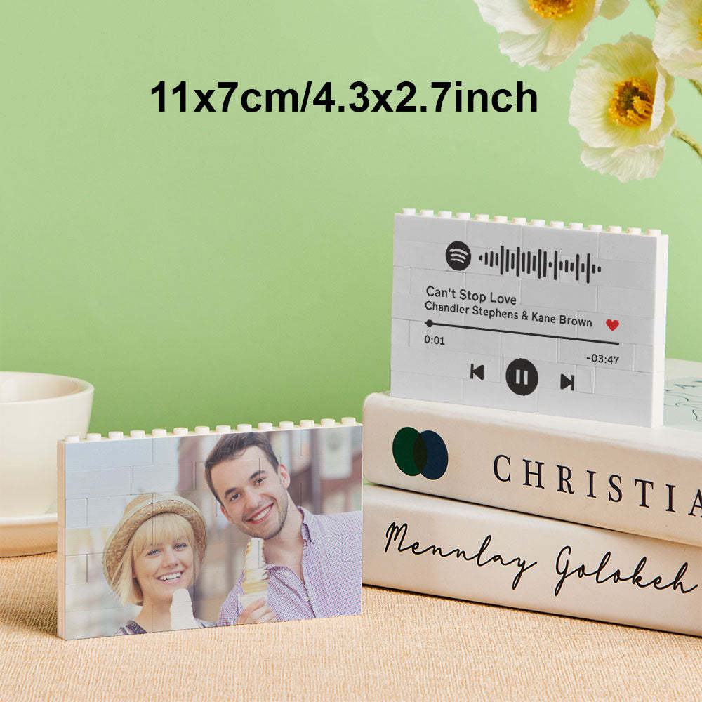 Custom Photo Building Brick Personalized Music Code Block Heart Shaped Photo Block Gifts for Her - CustWit
