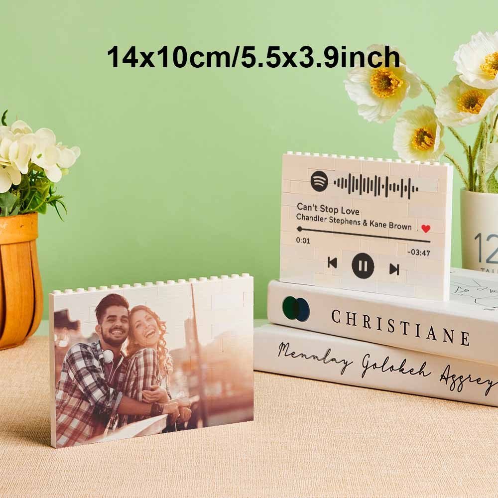 Custom Photo Building Brick Personalized Music Code Block Heart Shaped Photo Block Gifts for Her - CustWit