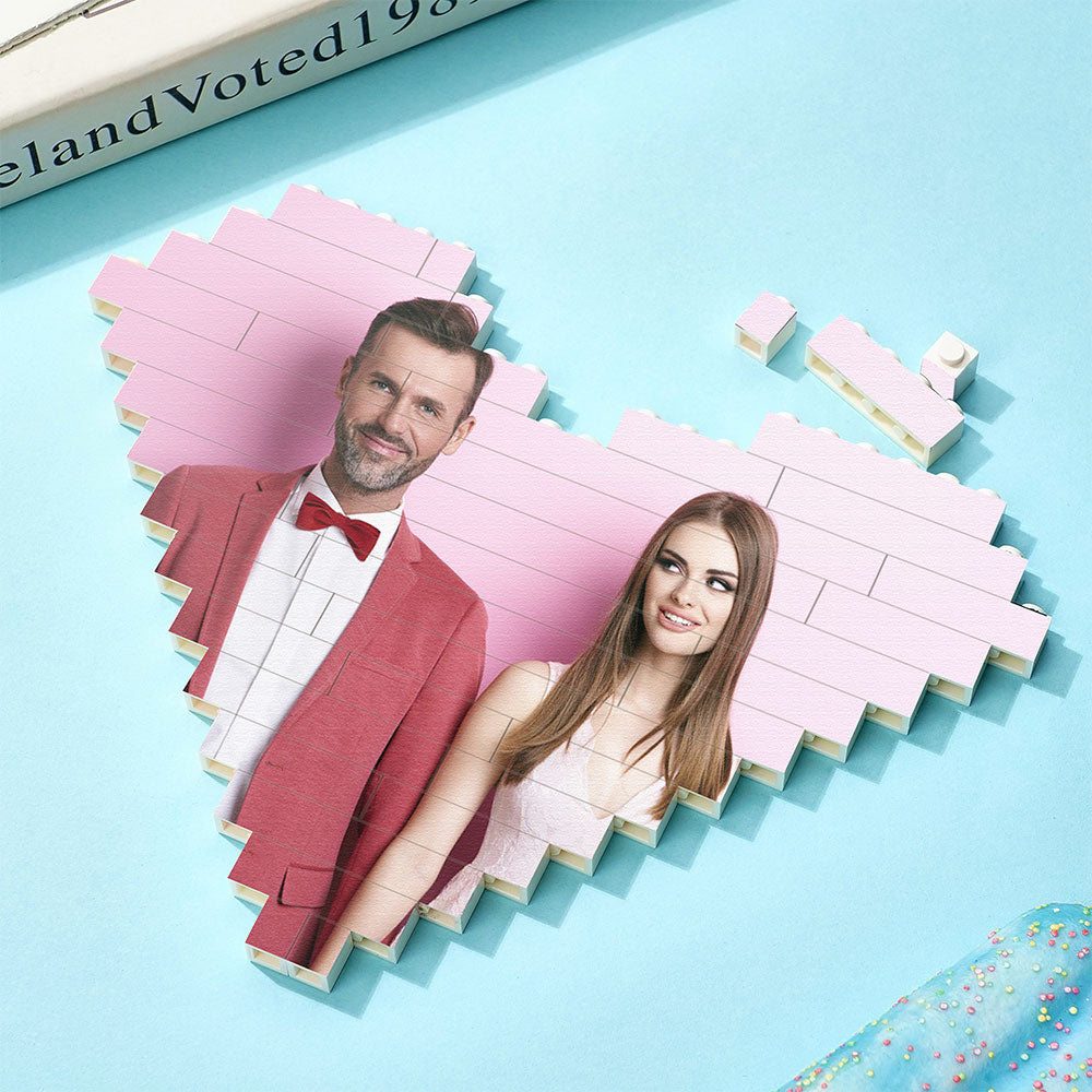 Personalised Building Brick Heart Custom Photo Block Toy Home Decor