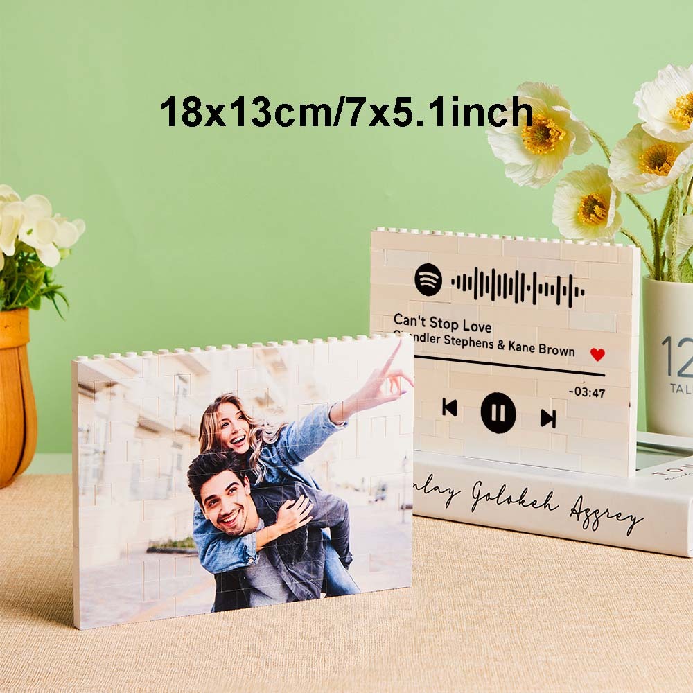 Custom Photo Building Brick Personalized Music Code Block Heart Shaped Photo Block Gifts for Her - CustWit