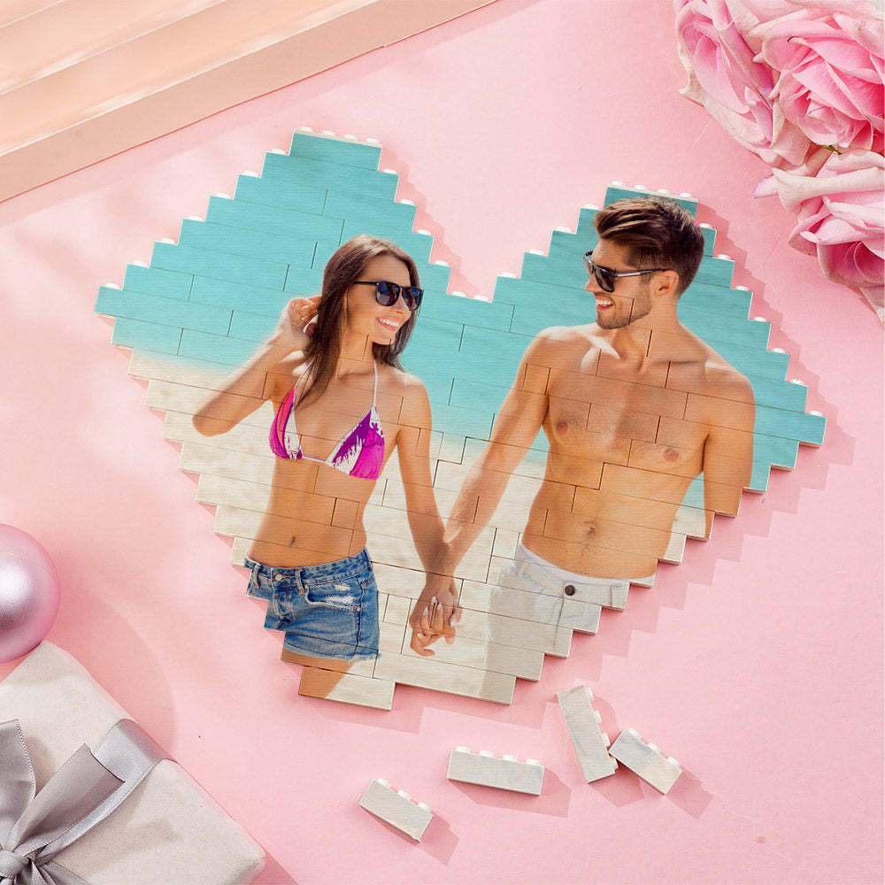 Custom Music Code Building Brick Personalized Photo Block Heart Shape - CustWit