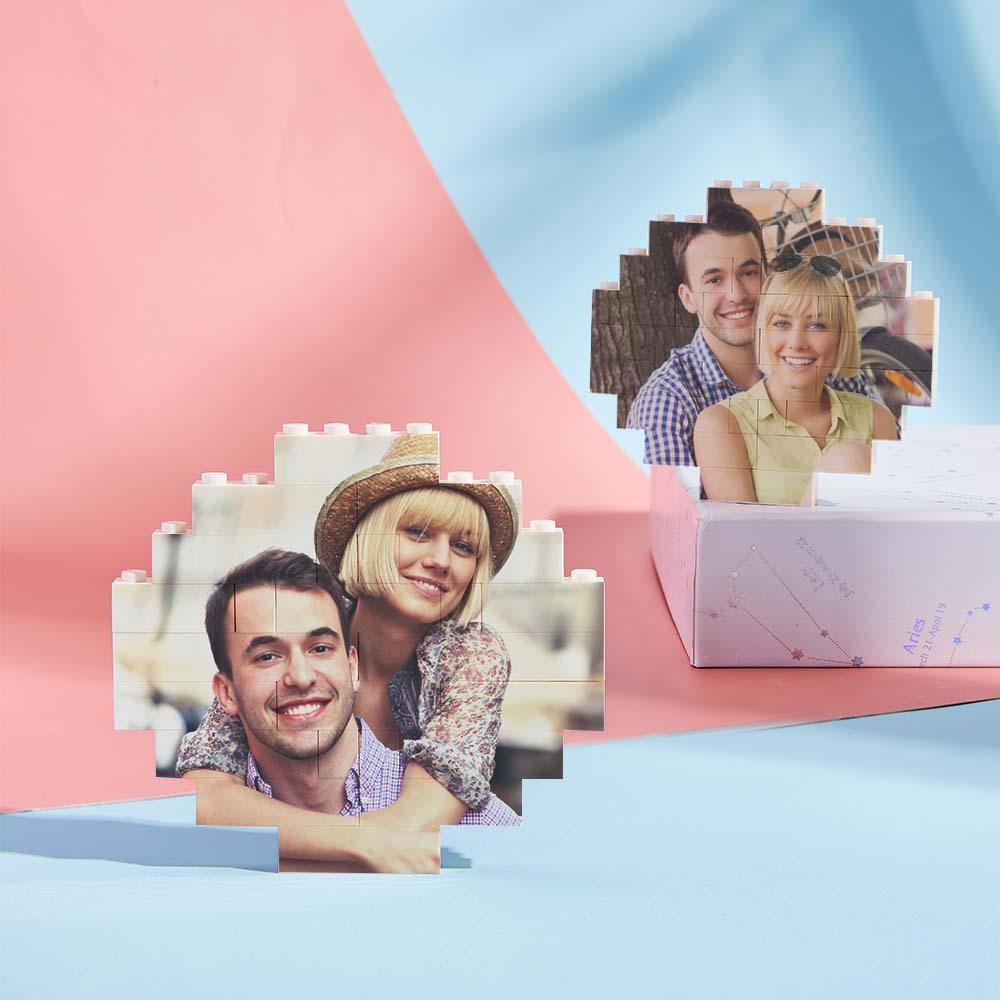 Custom Music Code Personalized Brick Round Building Photo Block Frame - CustWit