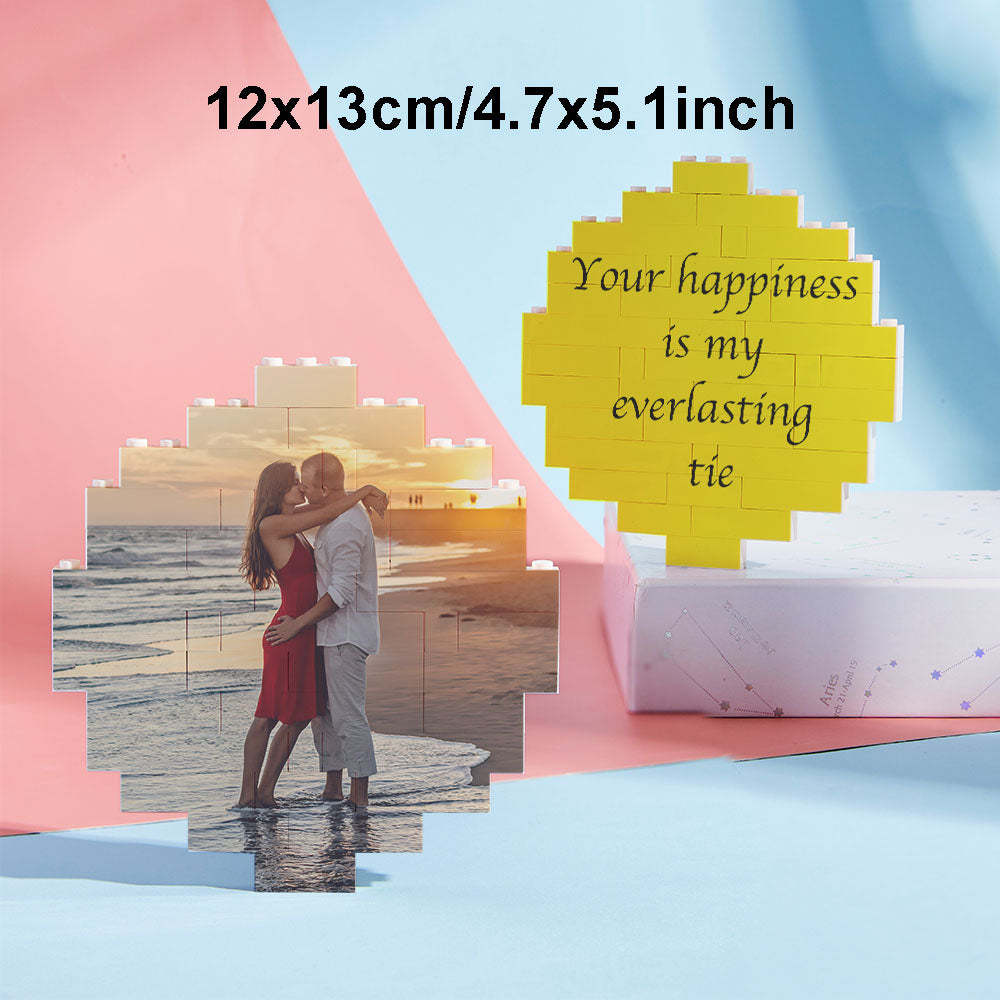 Custom Photo Building Brick Personalized Music Code Block Heart Shaped Photo Block Gifts for Her - CustWit