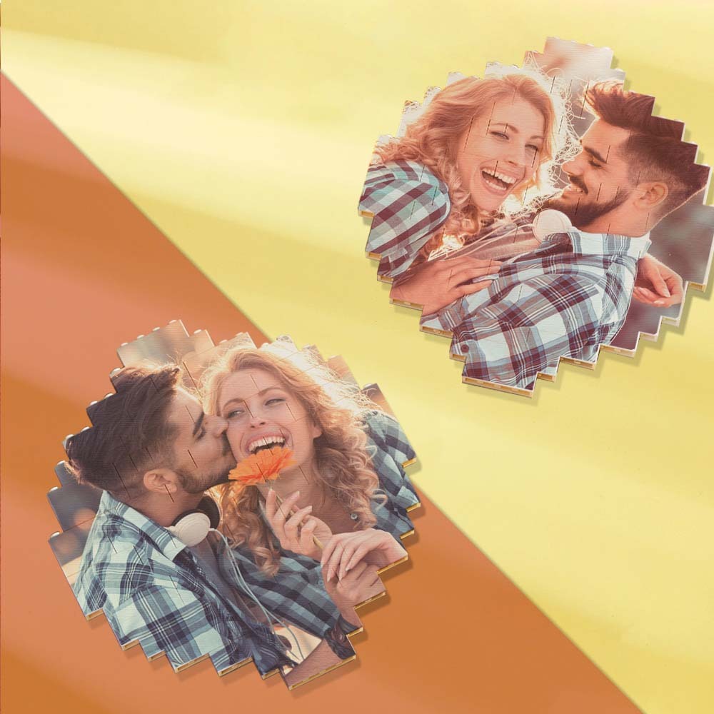 Custom Music Code Personalized Brick Round Building Photo Block Frame - CustWit