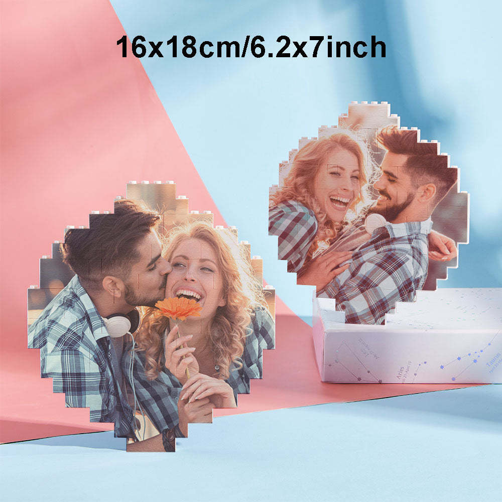 Custom Photo Building Brick Personalized Music Code Block Heart Shaped Photo Block Gifts for Her - CustWit