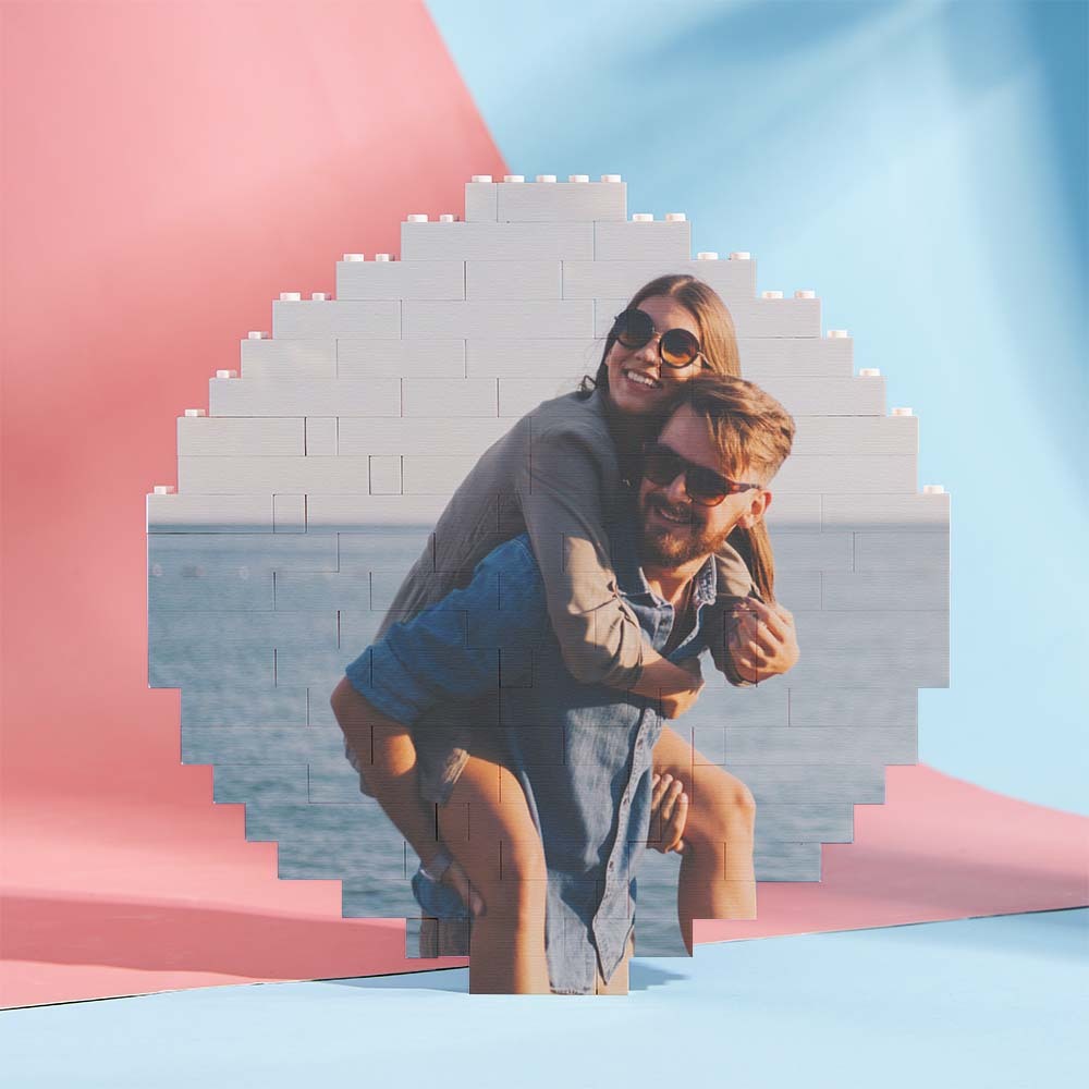 Custom Music Code Personalized Brick Round Building Photo Block Frame - CustWit