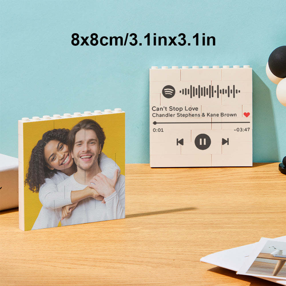 Custom Photo Building Brick Personalized Music Code Block Heart Shaped Photo Block Gifts for Her - CustWit