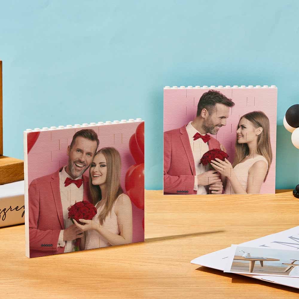 Personalized Building Brick Square Photo Block Music Code Custom Text Frame - CustWit