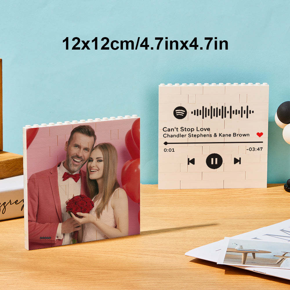 Custom Photo Building Brick Personalized Music Code Block Heart Shaped Photo Block Gifts for Her - CustWit