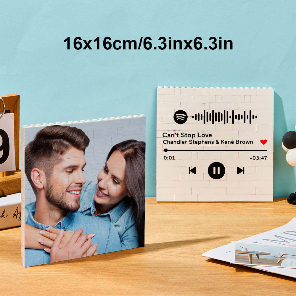 Custom Photo Building Brick Personalized Music Code Block Heart Shaped Photo Block Gifts for Her - CustWit