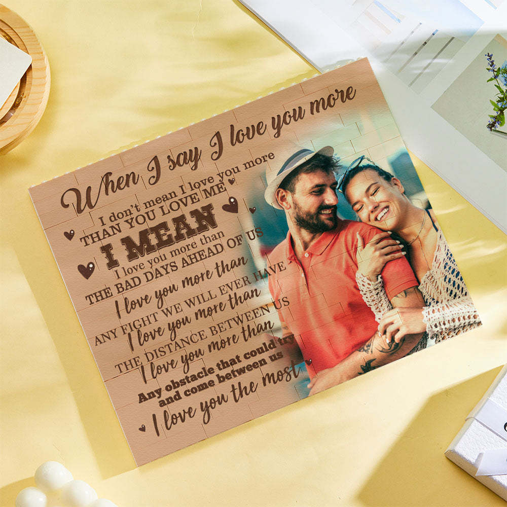 I Love You Personalized Photo Building Block Brick Frame - CustWit