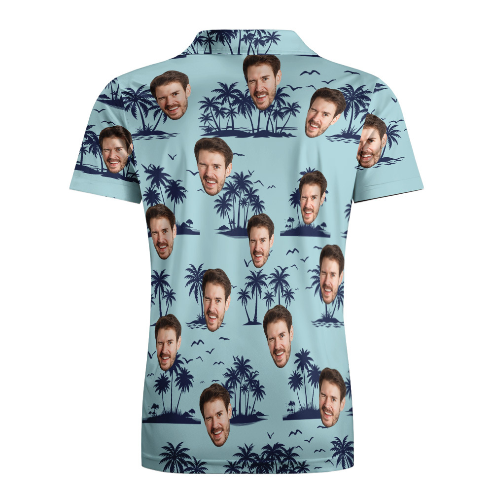 Personalized Polo Face Shirt Custom Coconut Tree Golf Shirts For Him Aloha Beach Shirt For Men