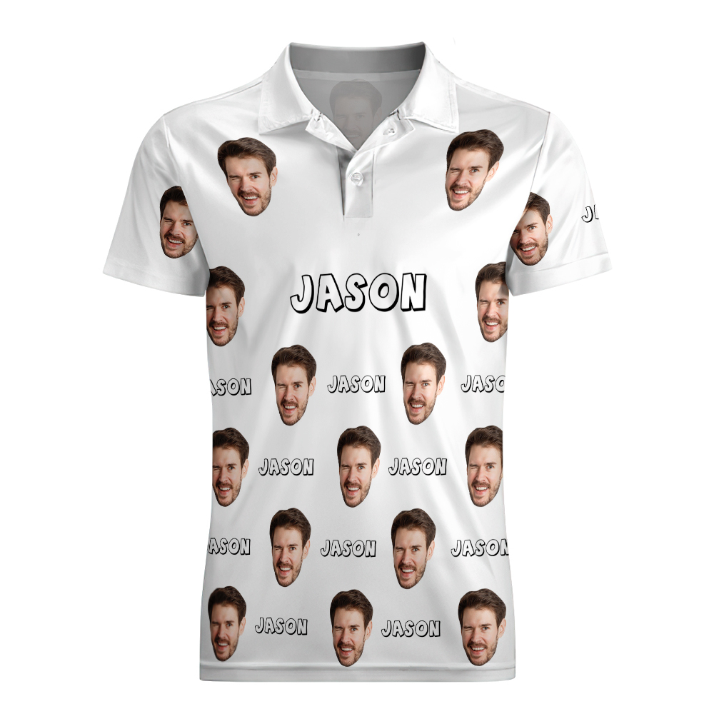 Custom Name Polo Shirt Personalized Hearts Short Sleeve Golf Shirt with Picture Logo Custom Polos for Men