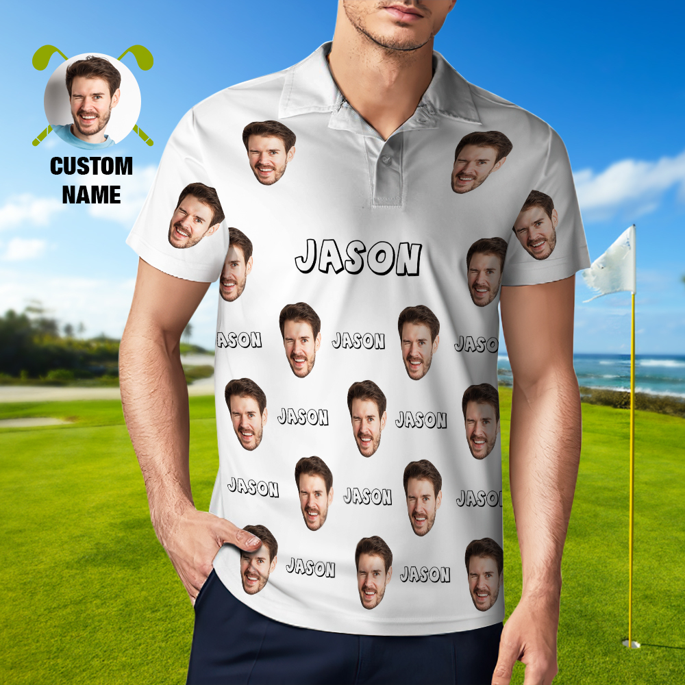 Custom Name Polo Shirt Personalized Hearts Short Sleeve Golf Shirt with Picture Logo Custom Polos for Men