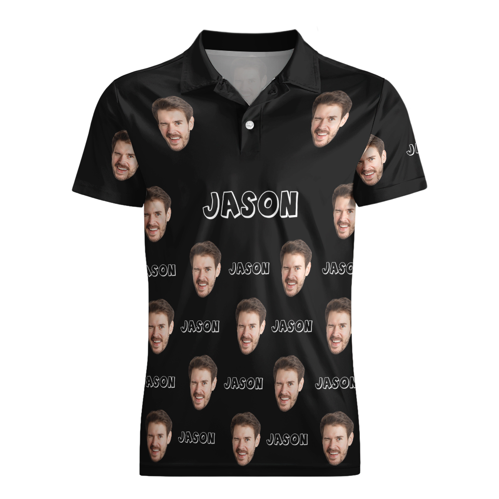 Custom Name Polo Shirt Personalized Hearts Short Sleeve Golf Shirt with Picture Logo Custom Polos for Men