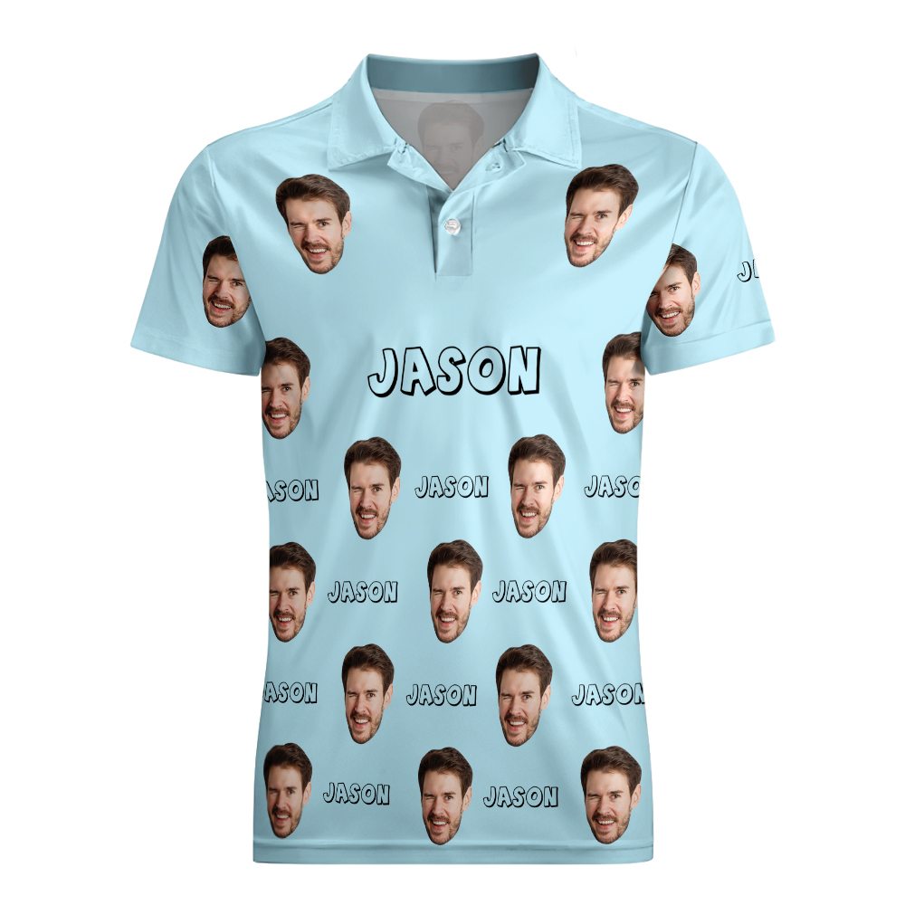 Custom Name Polo Shirt Personalized Hearts Short Sleeve Golf Shirt with Picture Logo Custom Polos for Men