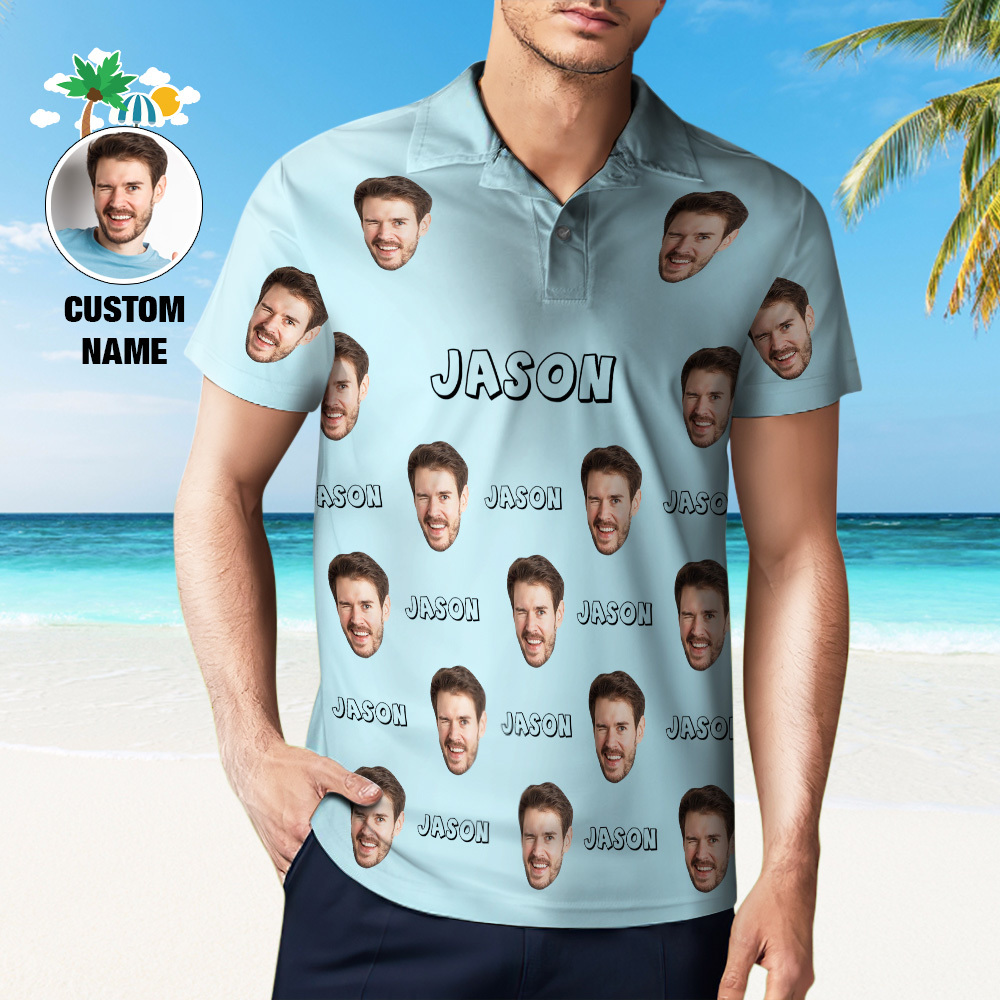 Custom Name Polo Shirt Personalized Hearts Short Sleeve Golf Shirt with Picture Logo Custom Polos for Men