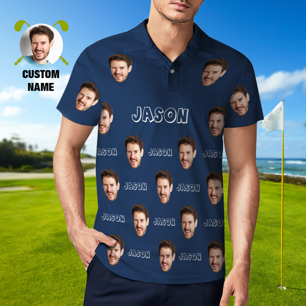 Custom Name Polo Shirt Personalized Hearts Short Sleeve Golf Shirt with Picture Logo Custom Polos for Men