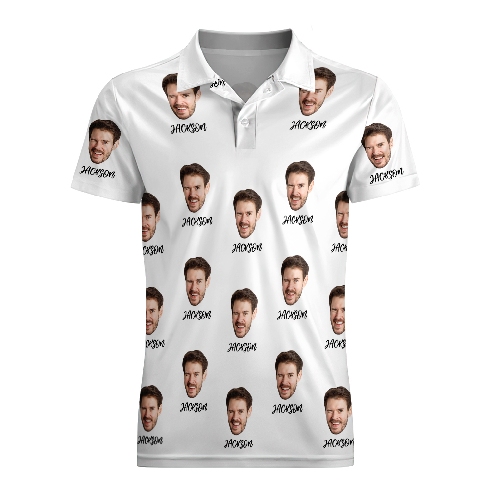 Custom Name Polo Shirt Personalized Hearts Short Sleeve Golf Shirt with Picture Logo Custom Polos for Men