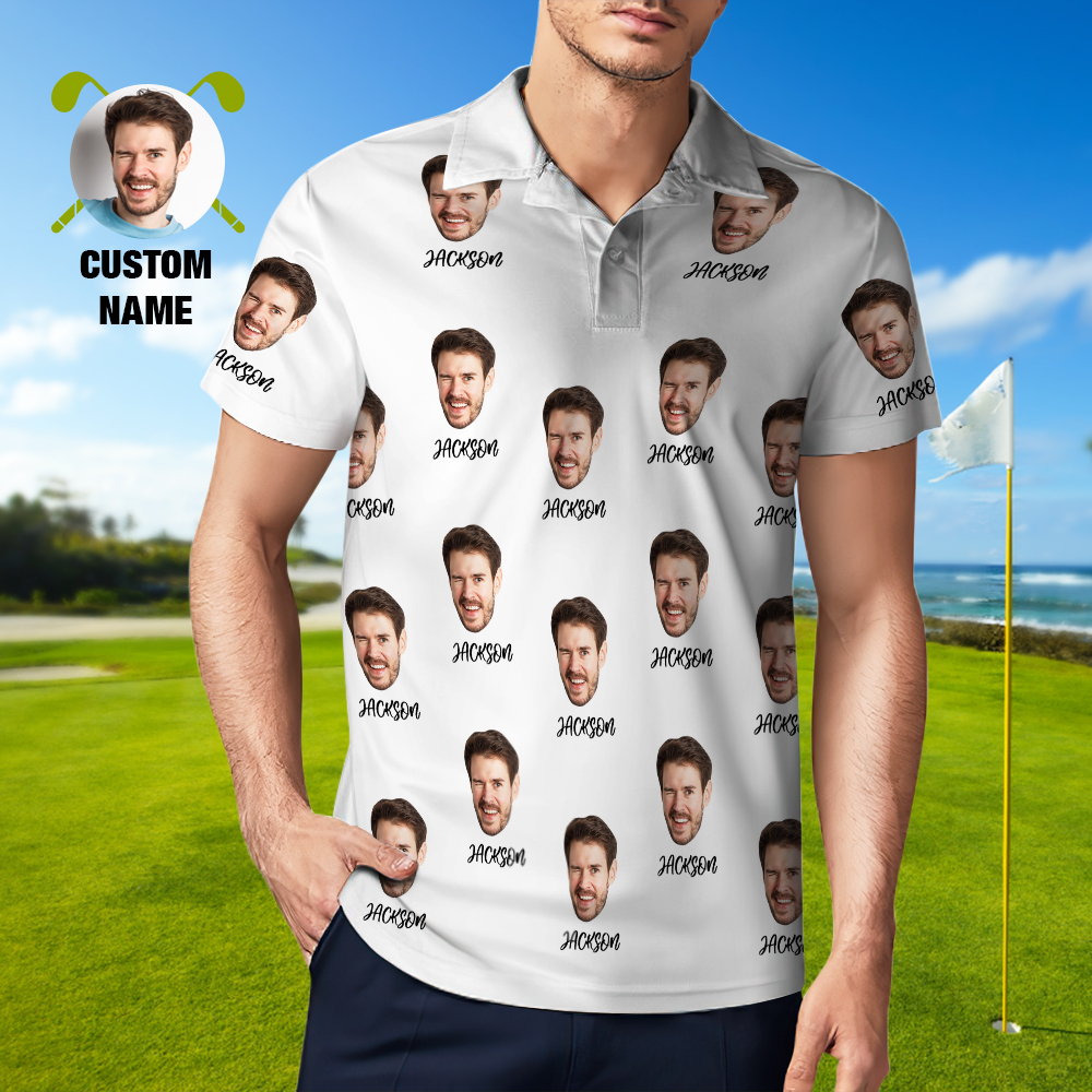 Custom Name Polo Shirt Personalized Hearts Short Sleeve Golf Shirt with Picture Logo Custom Polos for Men