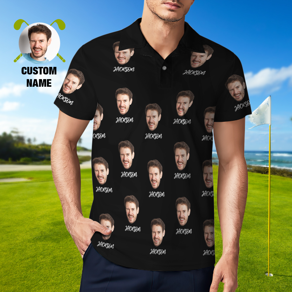Custom Name Polo Shirt Personalized Hearts Short Sleeve Golf Shirt with Picture Logo Custom Polos for Men