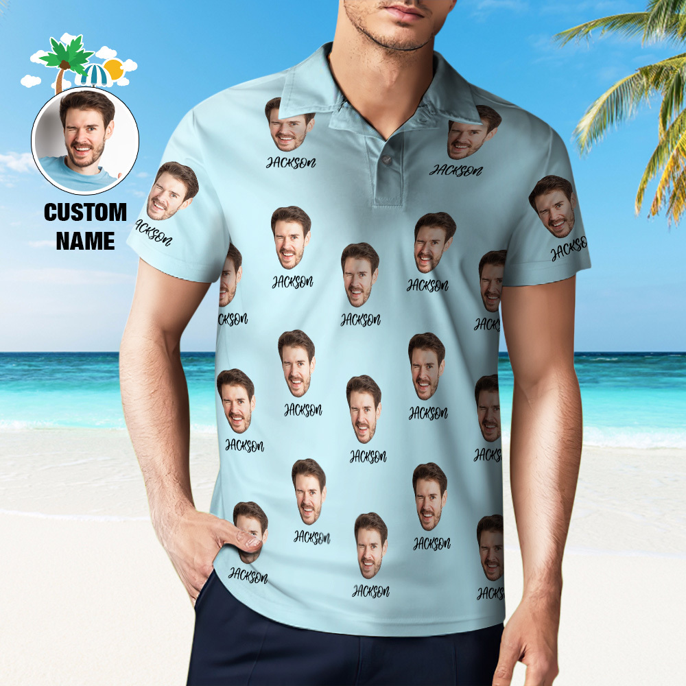 Custom Name Polo Shirt Personalized Hearts Short Sleeve Golf Shirt with Picture Logo Custom Polos for Men