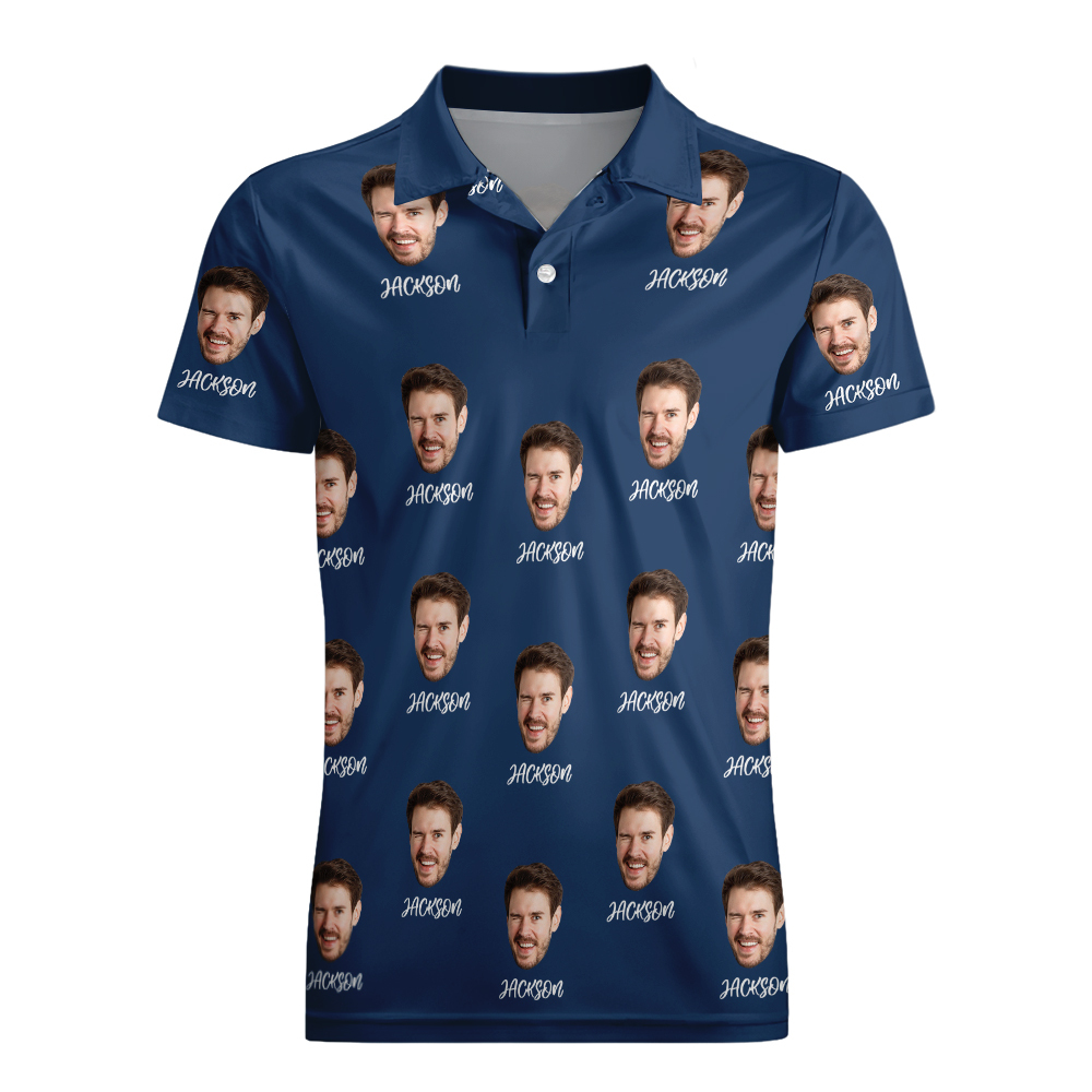 Custom Name Polo Shirt Personalized Hearts Short Sleeve Golf Shirt with Picture Logo Custom Polos for Men