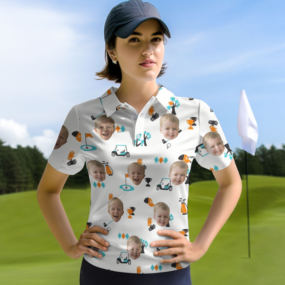 Custom Face Polo Shirt for Golfer,Face on shirt gifts for husband,Personalized Short Sleeve Golf Shirt,Custom Polo for Golfer, Gifts for Mom