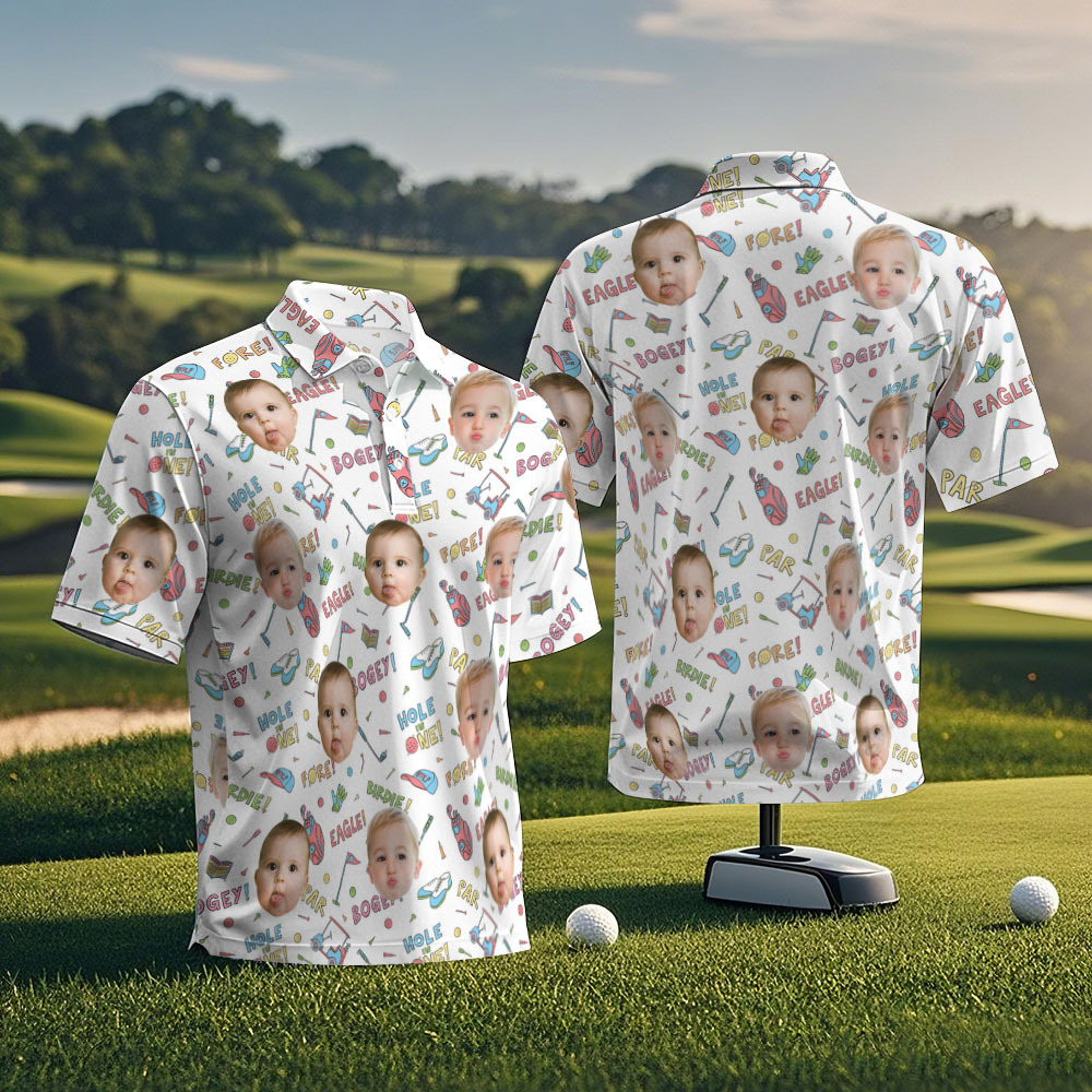 Custom Face Polo Shirt for Golfer,Face on shirt gifts for husband,Personalized Short Sleeve Golf Shirt,Custom Polo for Golfer, Gifts for Mom