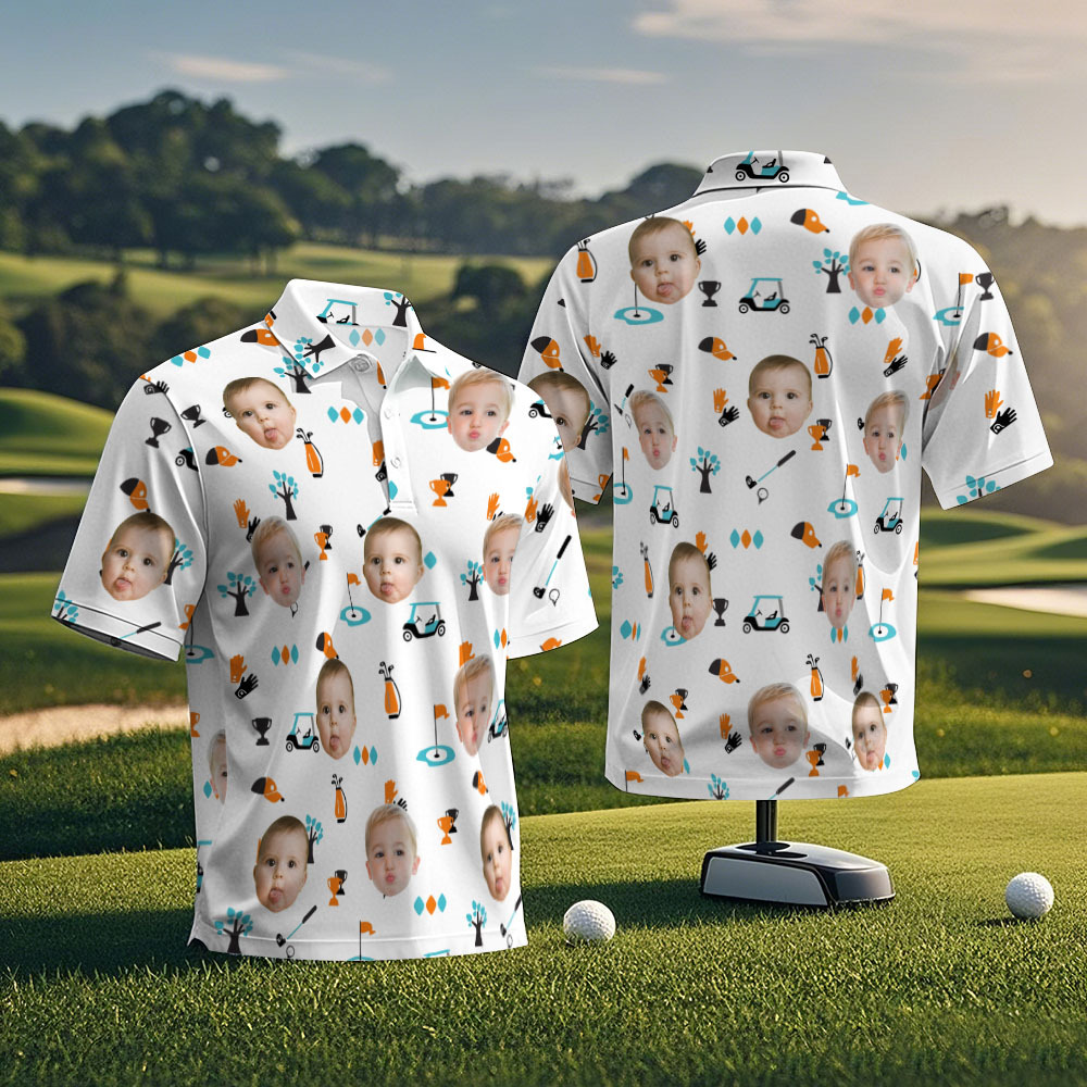 Custom Face Polo Shirt for Golfer,Face on shirt gifts for husband,Personalized Short Sleeve Golf Shirt,Custom Polo for Golfer, Gifts for Mom