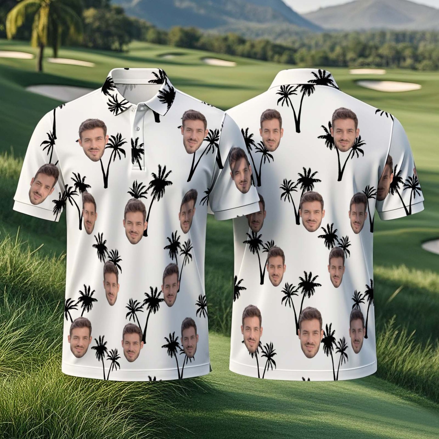 Personalized Polo Shirts Custom Golf Shirt All Over Print White Shirt