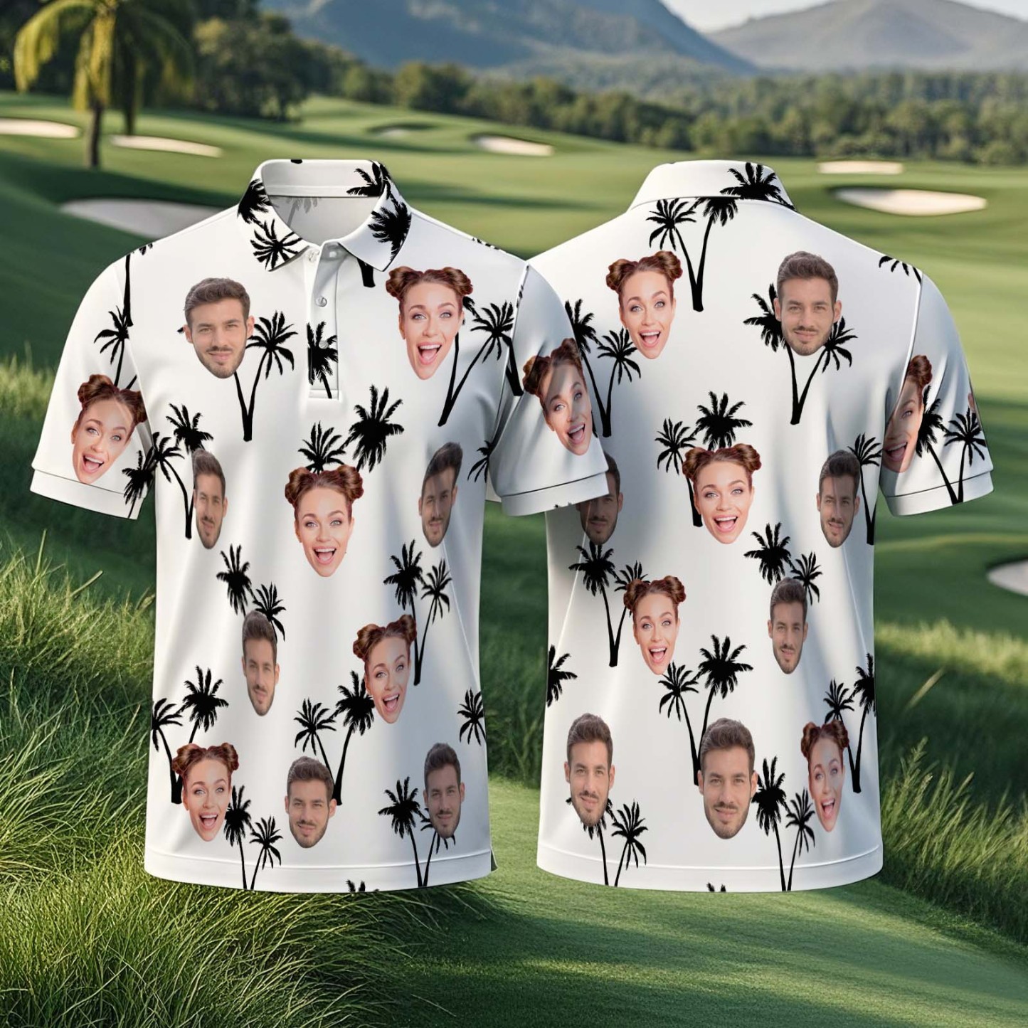 Personalized Polo Shirts Custom Golf Shirt All Over Print White Shirt