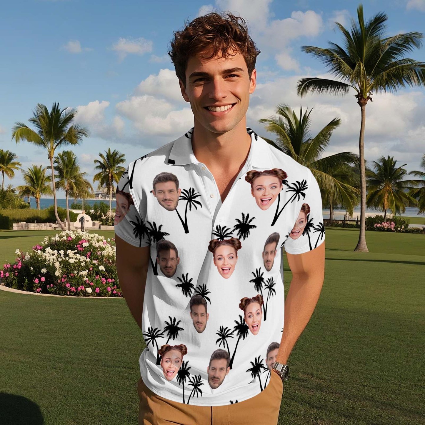 Personalized Polo Shirts Custom Golf Shirt All Over Print White Shirt