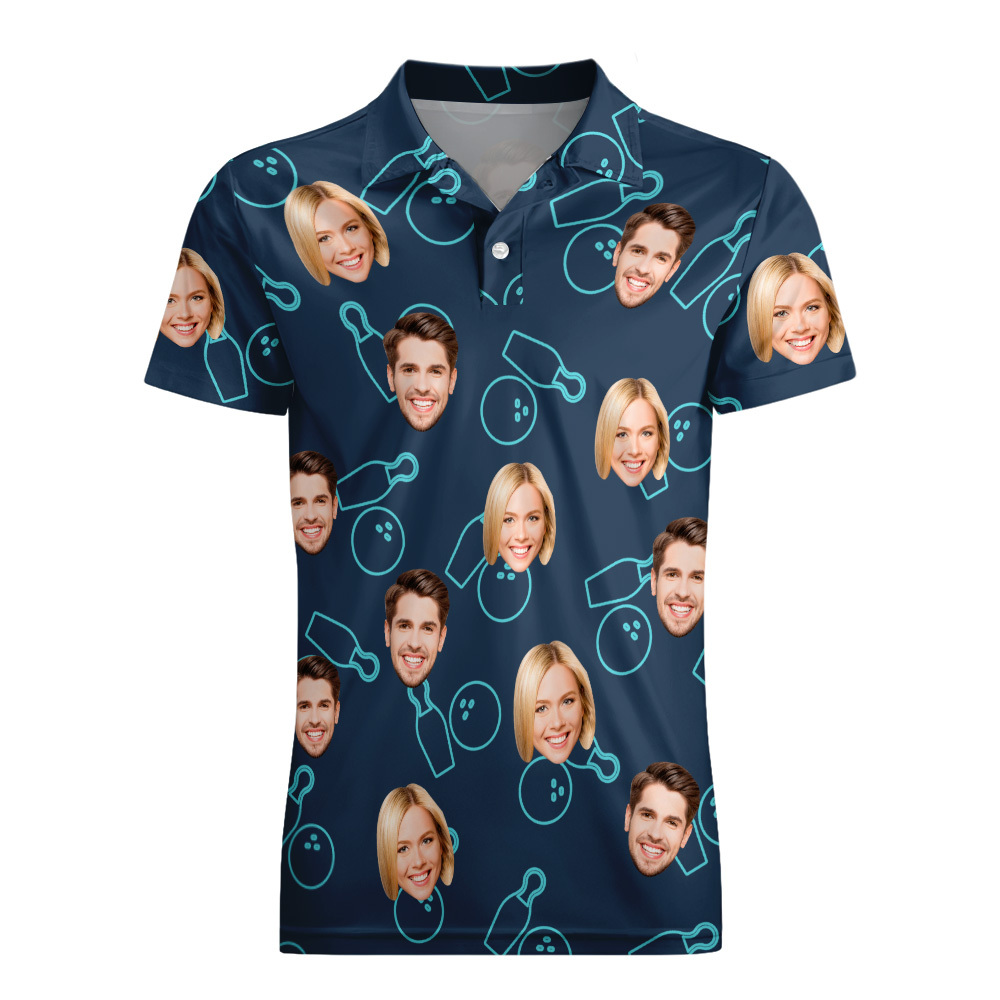 Personalized Bowling polo Shirt,Custom photo Bowler Shirt,Matching Bowling Team Shirt,Bowling Lover Gift,Personalize Short Sleeve polo Shirt