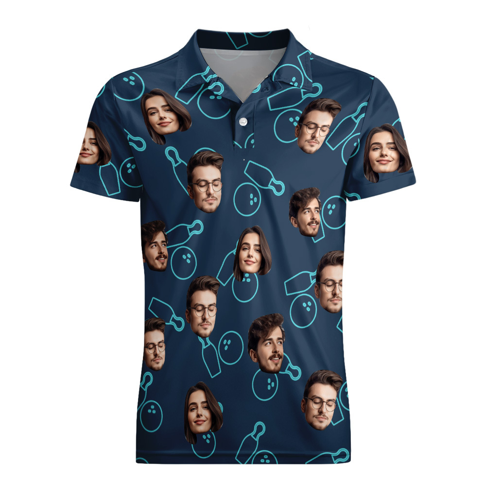 Personalized Bowling polo Shirt,Custom photo Bowler Shirt,Matching Bowling Team Shirt,Bowling Lover Gift,Personalize Short Sleeve polo Shirt