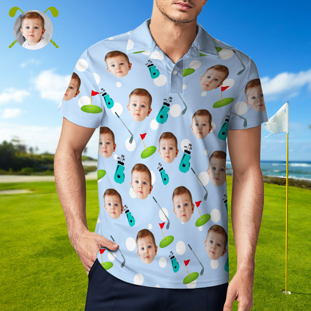 Custom Face Polo Shirt for Golfer,Face on shirt gifts for husband,Personalized Short Sleeve Golf Shirt,Custom Polo for Golfer, Valentine Day