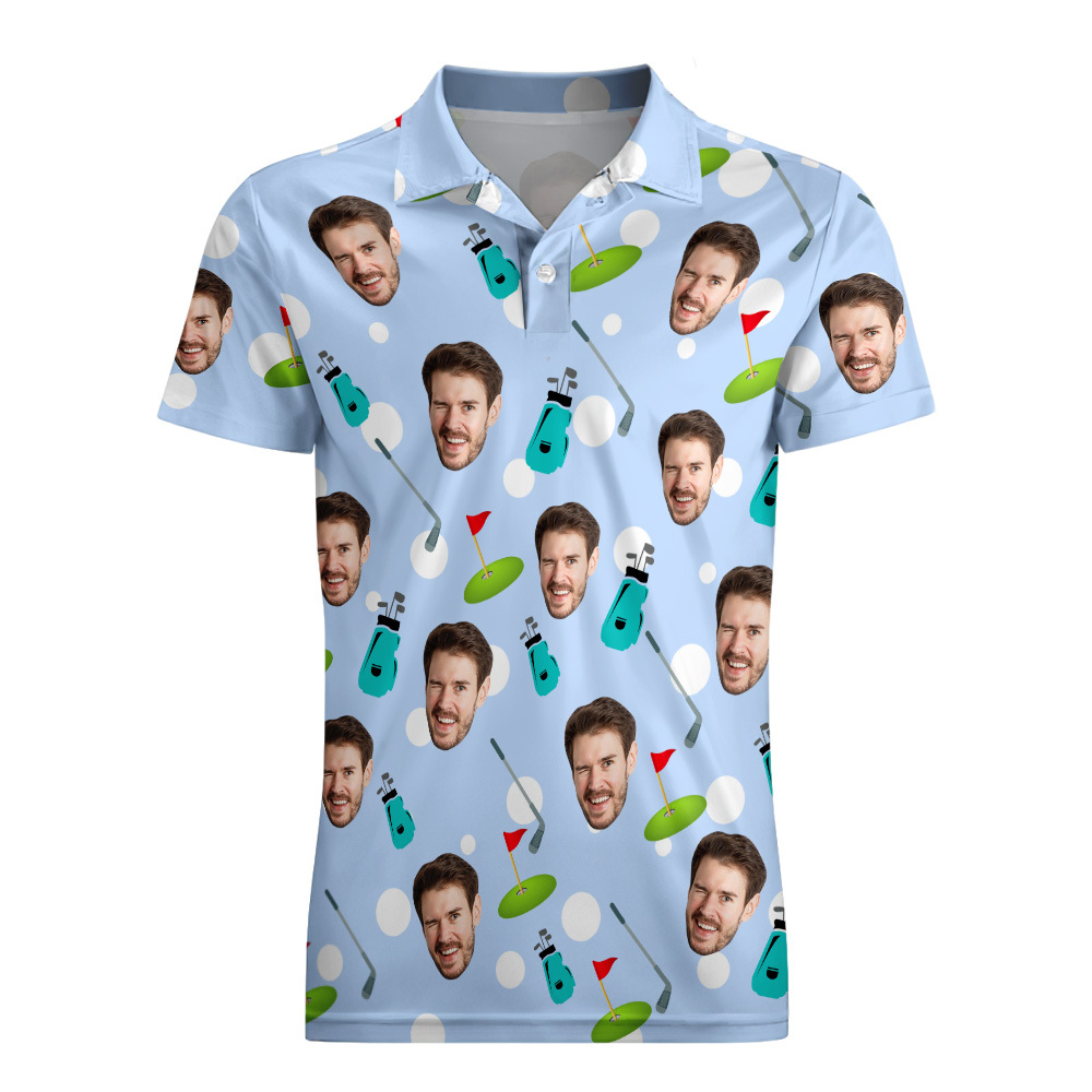 Custom Face Polo Shirt for Golfer,Face on shirt gifts for husband,Personalized Short Sleeve Golf Shirt,Custom Polo for Golfer, Valentine Day